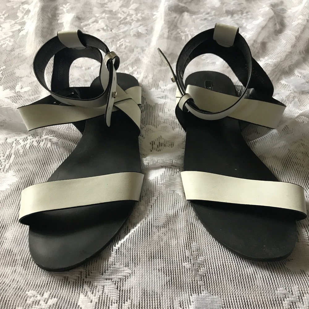 White and Black Gladiator Sandals