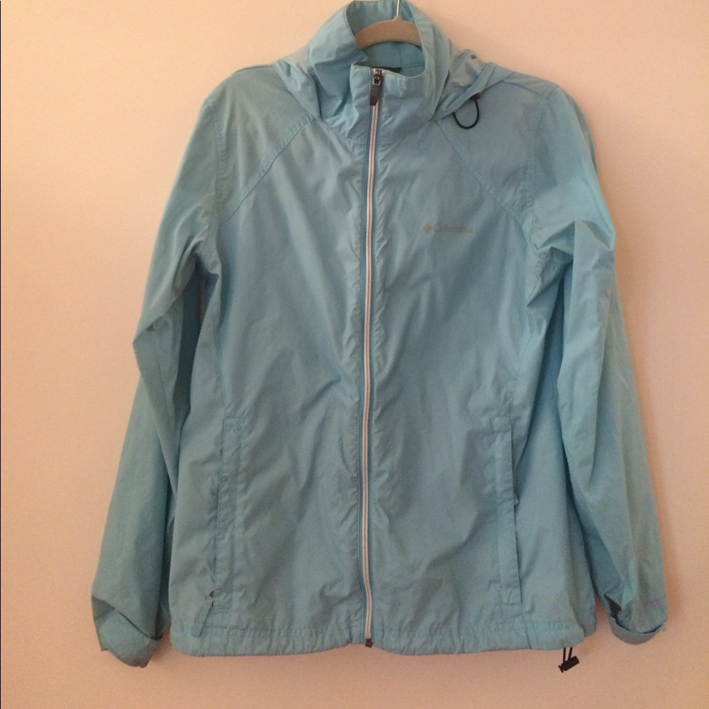 Light blue Omni shield rain jacket Columbia
