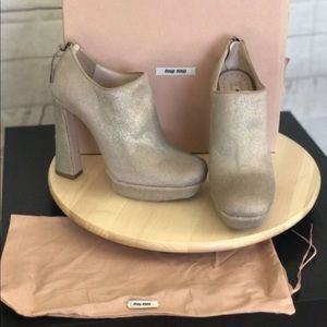 Miu Miu Calzature Cavallino Lame Ankle Boots