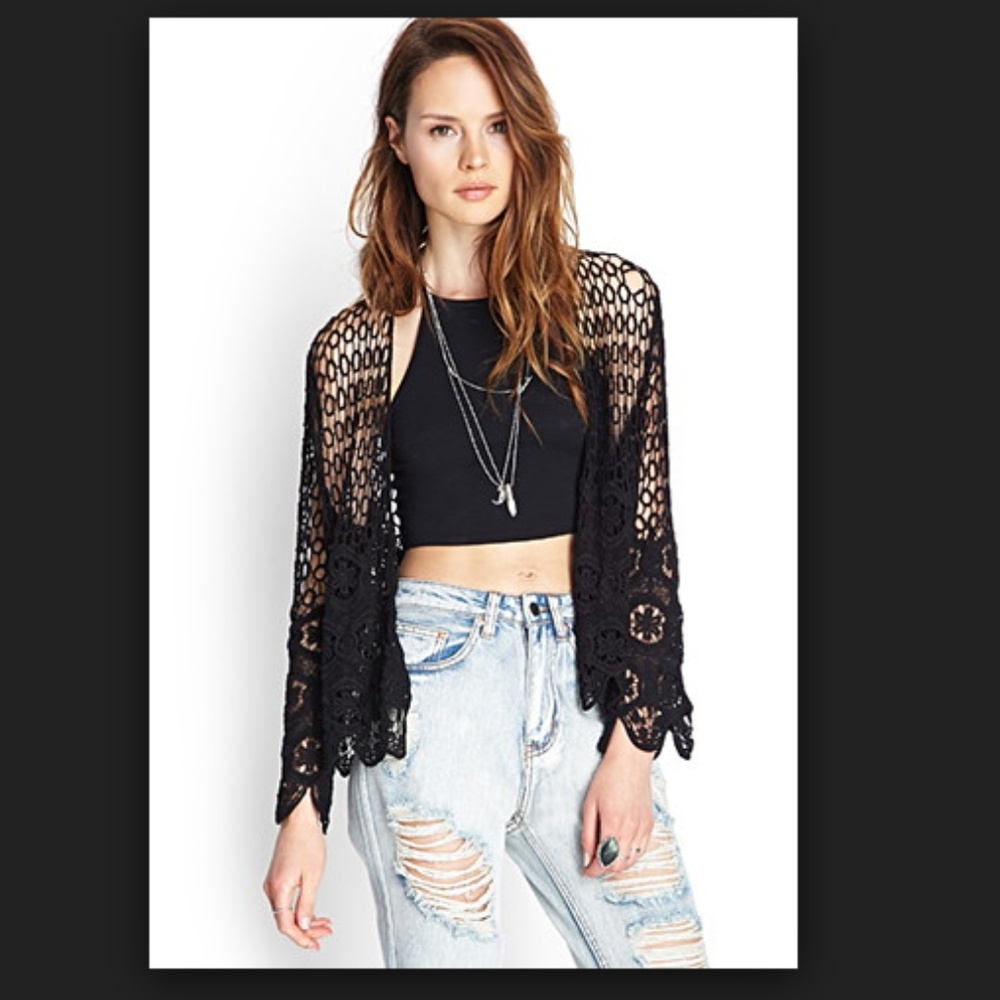 Forever 21 Scalloped Crochet Cardigan