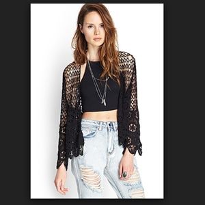 Forever 21 Scalloped Crochet Cardigan
