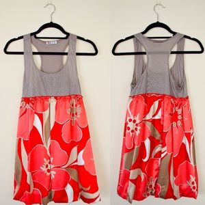 Red Floral Sleeveless Dress