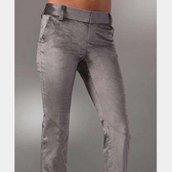 gray velvet pants