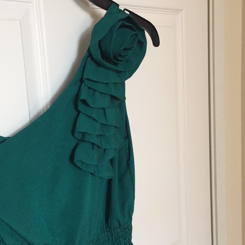 Green off the shoulder dress