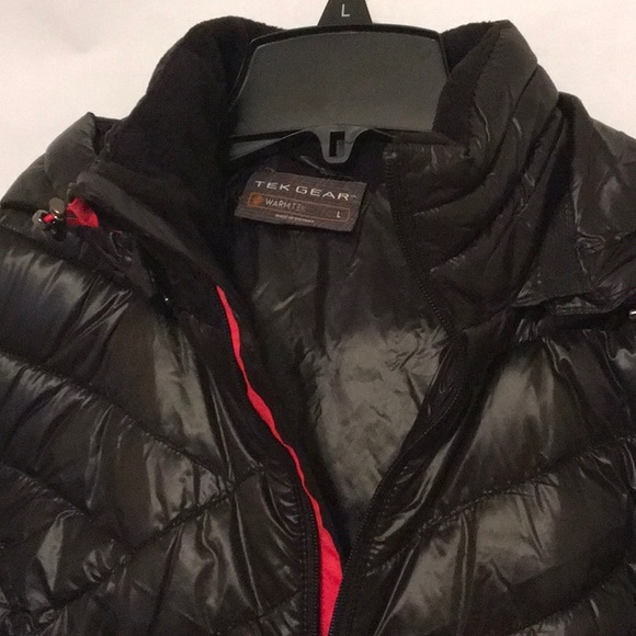 🆕 TekGear black puffer jacket w/zip off hood - Picture 3 of 5