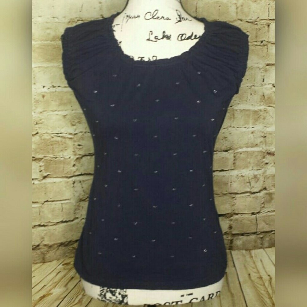 Ann Taylor LOFT Petite Womens Beaded Top  Size SP