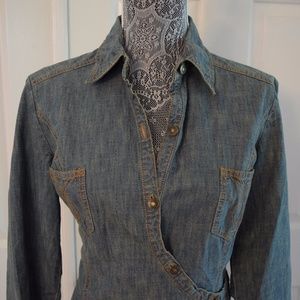 Denim Mock Wrap Maxi Dress Size 12