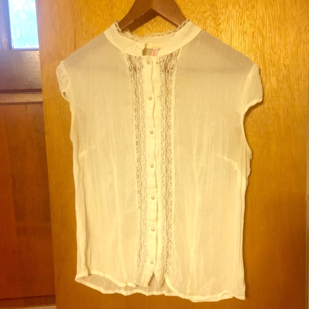 Sheer and lace blouse