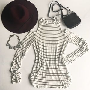 Black & White Cold Shoulder long sleeved top