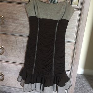 Bebe Ruffle dress with leather trim