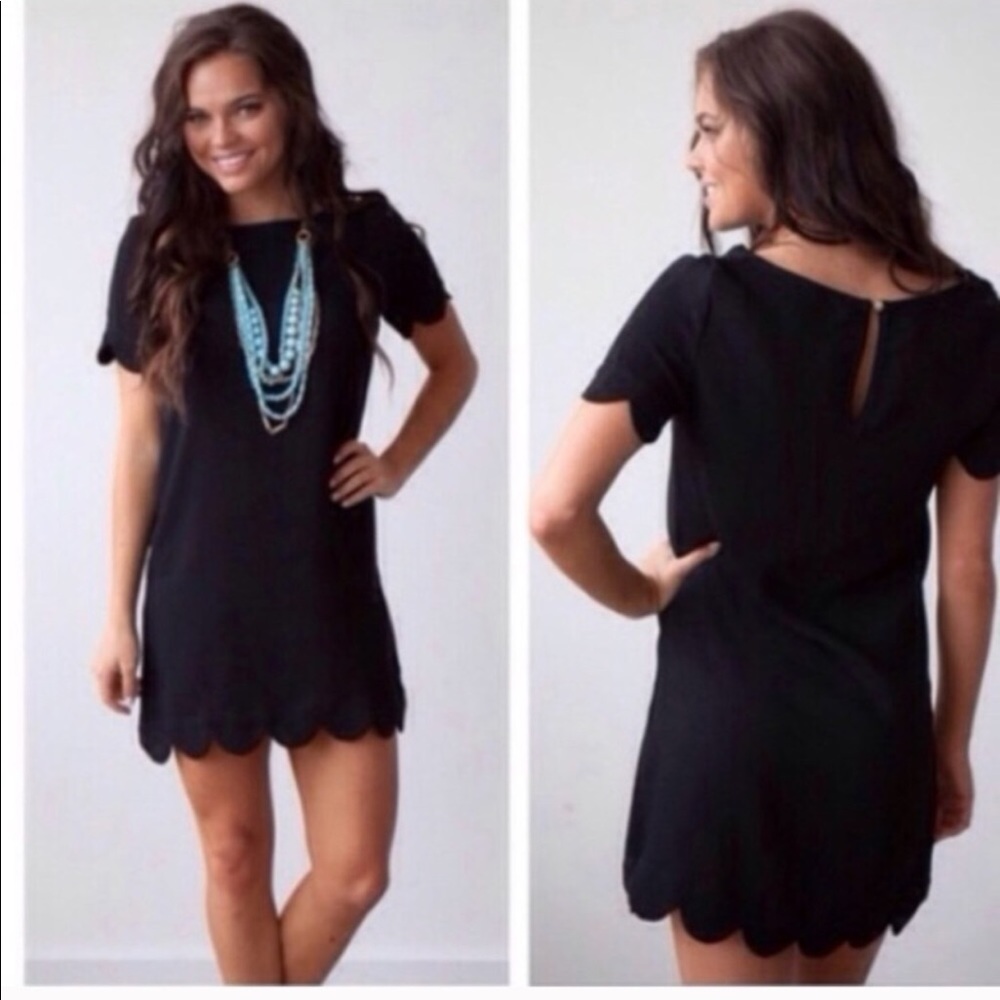 Scalloped Shirt Sleeve Dress