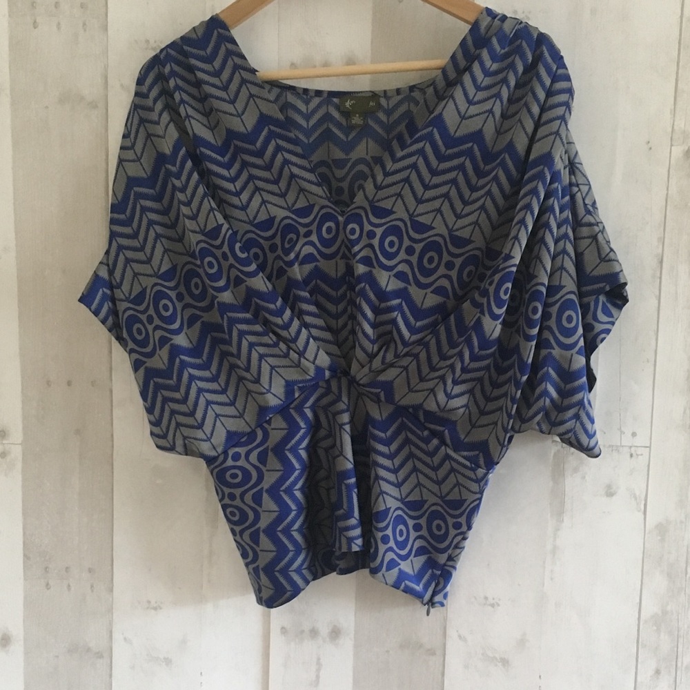 Boutique style blue and silver top