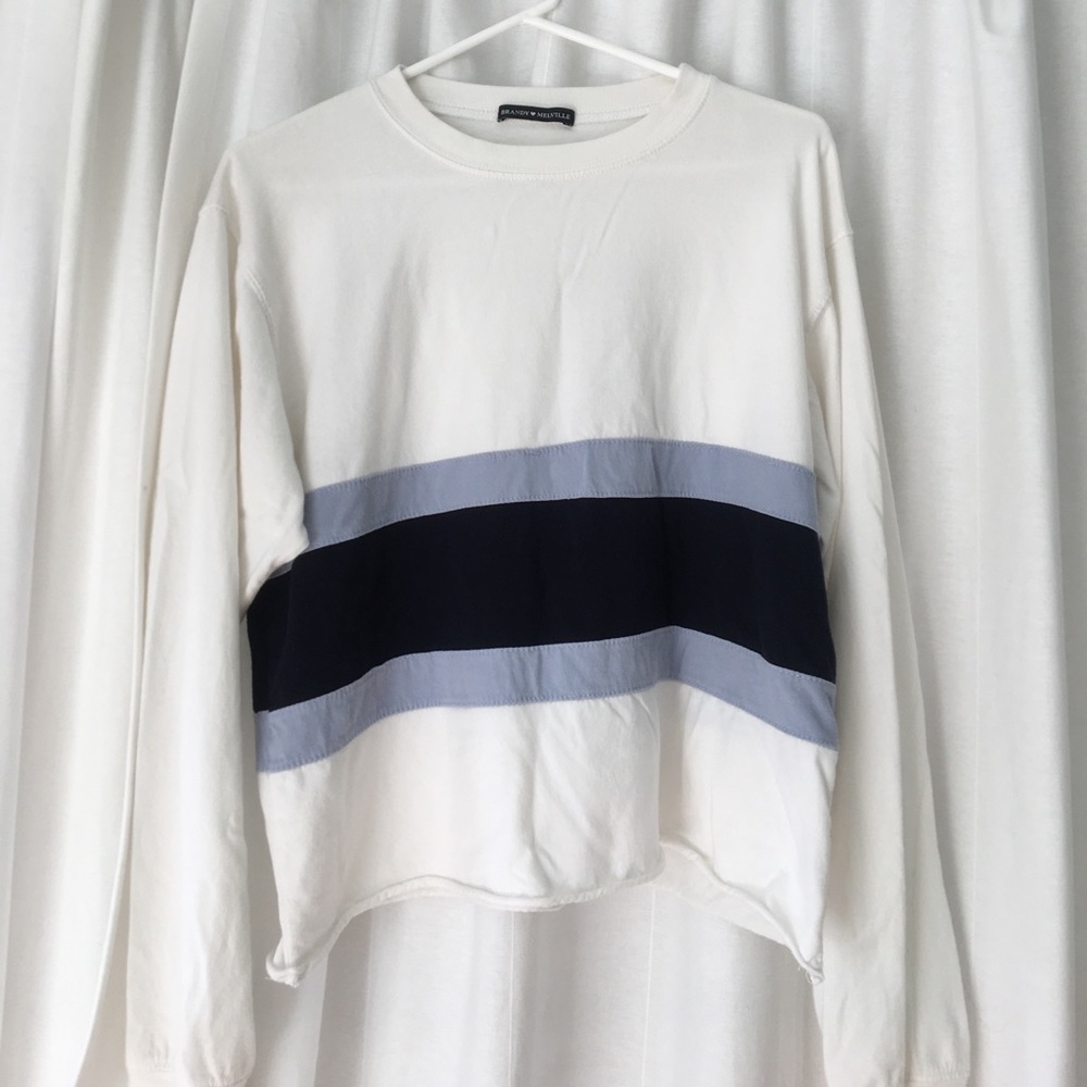 NEW WHITE STRIPED LONG SLEEVE BRANDY MELVILLE TEE