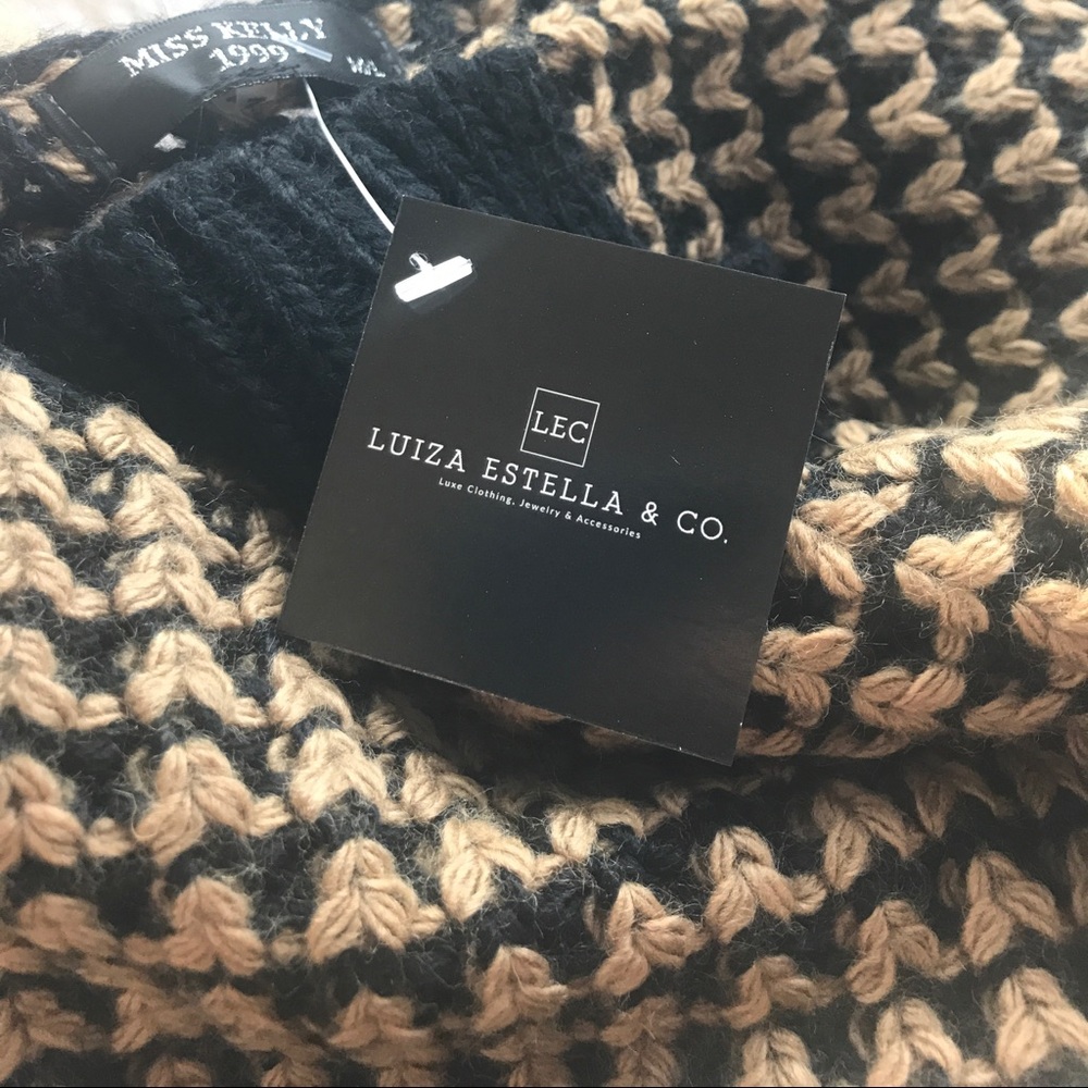 Brown & Black Knit Patterned Cardigan Sweater - Picture 2 of 2
