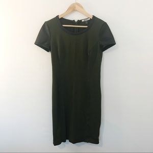 DKNYC Green Dress with Leather Accents