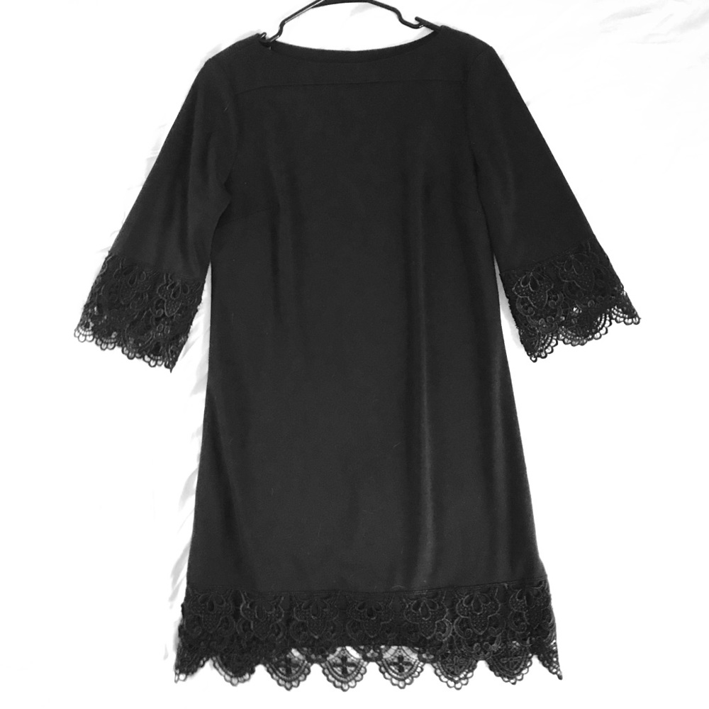 Black Crochet Lace-trimmed Dress