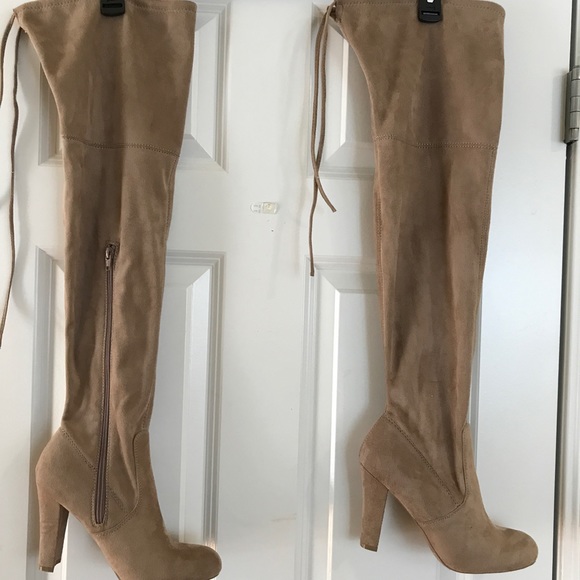 charlotte russe Shoes - Beige Suede Over The Knee Killer Boots 👢👢