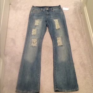 Cache Denim Pants with Gold Sequence Detailing