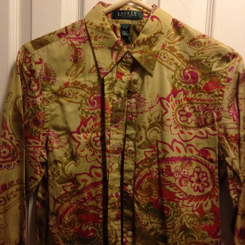 🟢Lauren Green Paisley Shirt - Picture 2 of 5