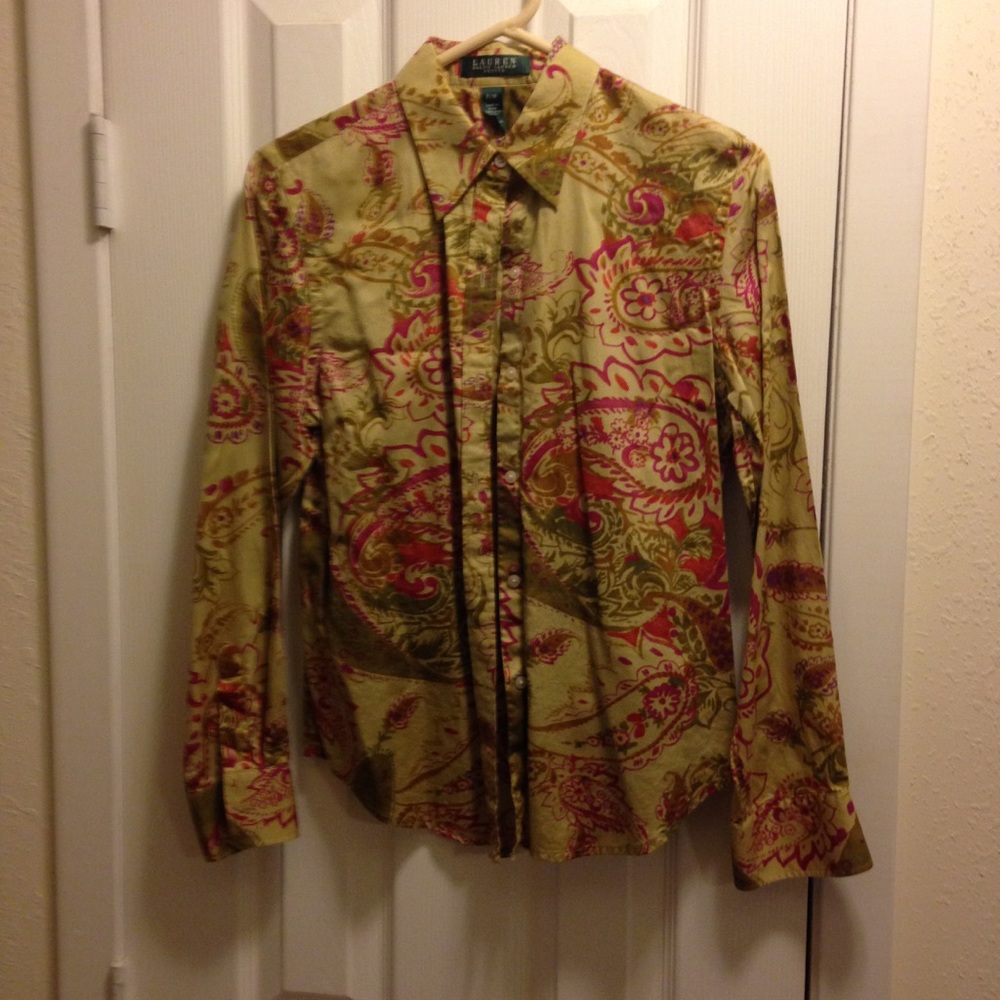 🟢Lauren Green Paisley Shirt - Picture 3 of 5