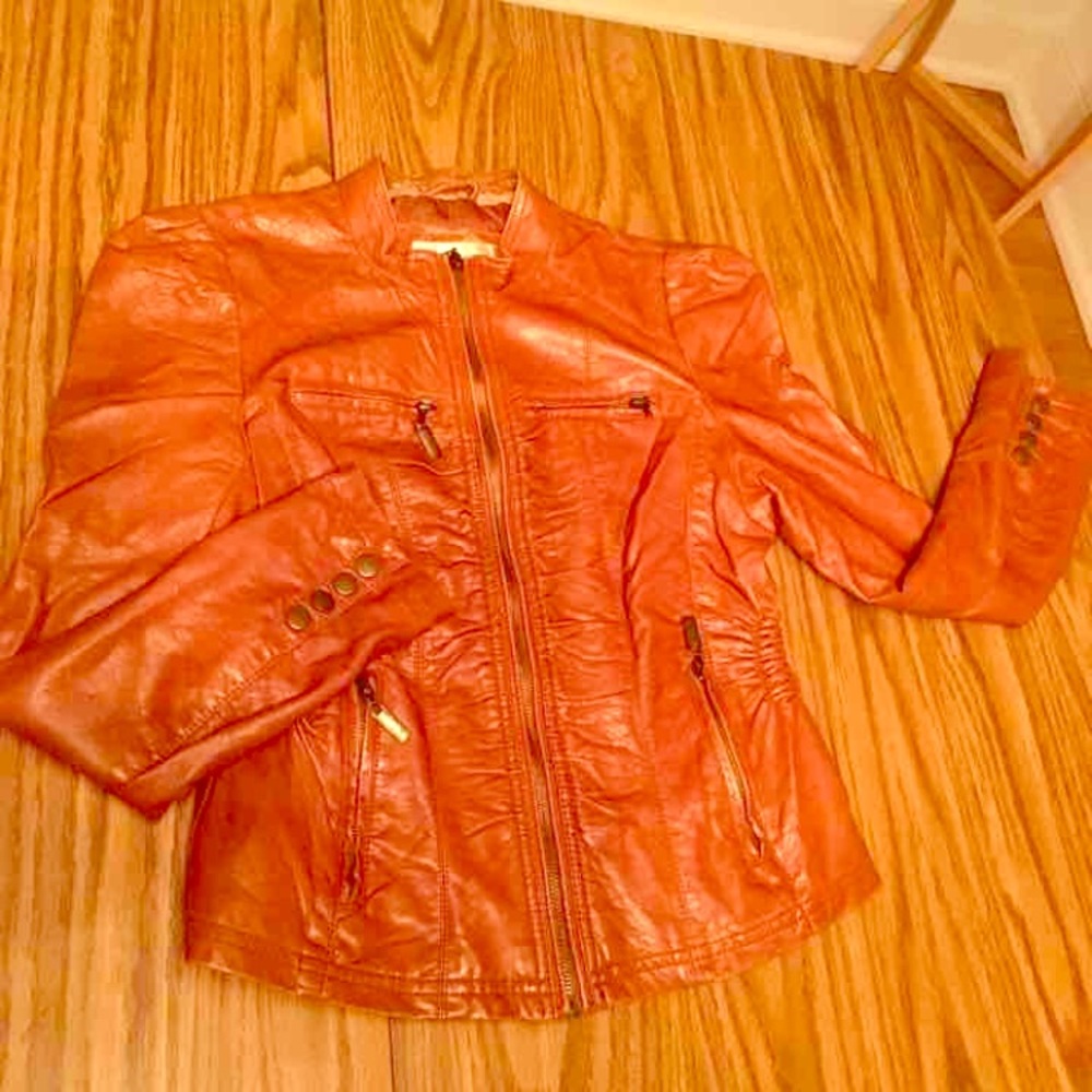 Faux leather moto jacket