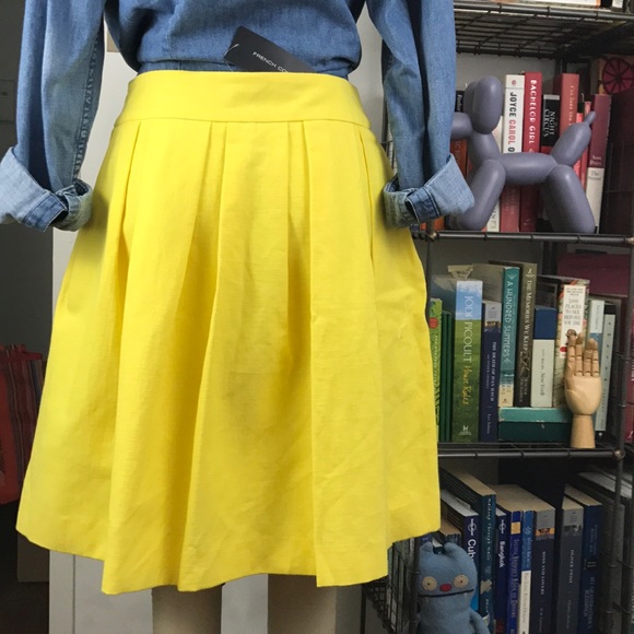 French Connection Cotton Linen Pleated Skirt - Picture 7 of 8