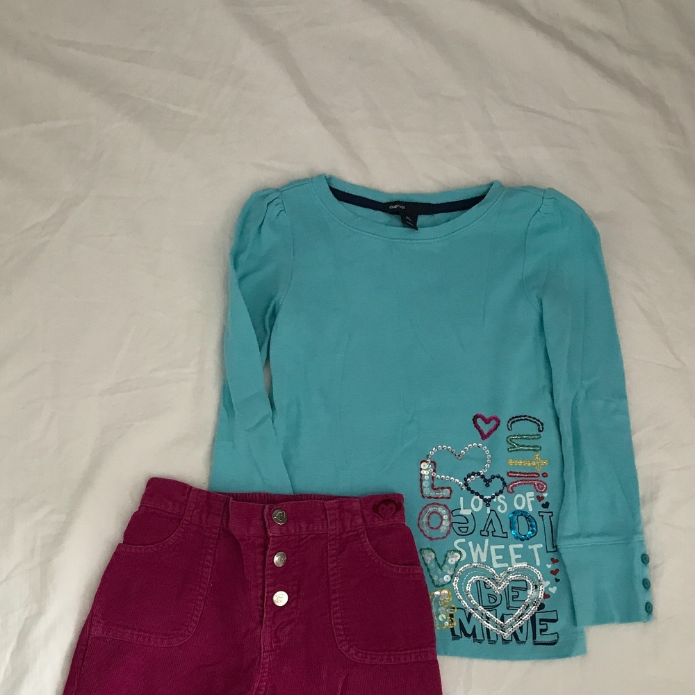 Gap aqua sequin love text top XS 4 5