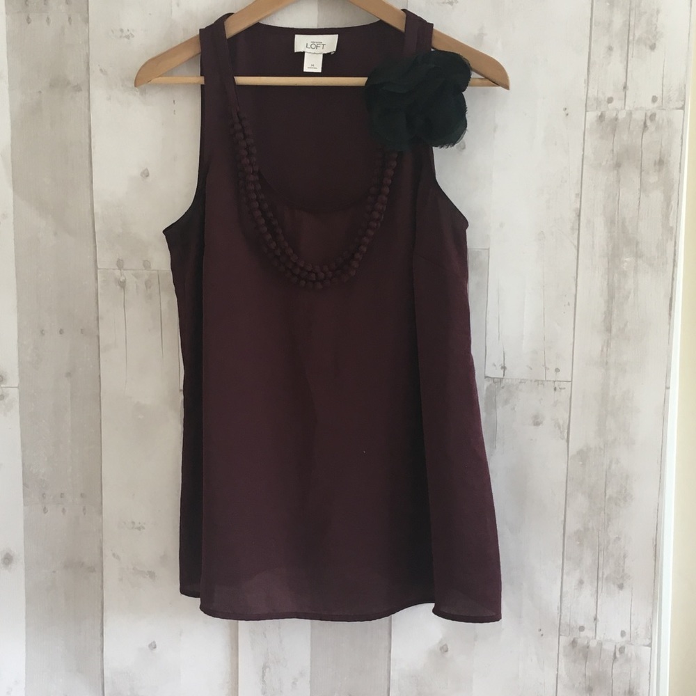 Maroon sleeveless top from Ann Taylor Loft