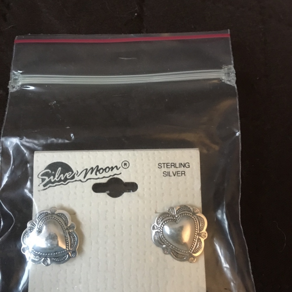 Silver moon Sterling silver heart pierced earrings