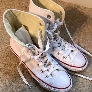 White extra high top converse
