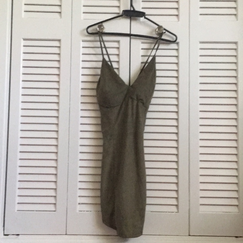 Olive green body-con dress