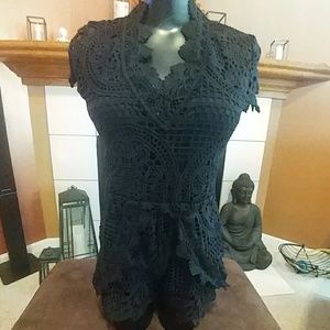 Sexy V Neck Lace Black Romper