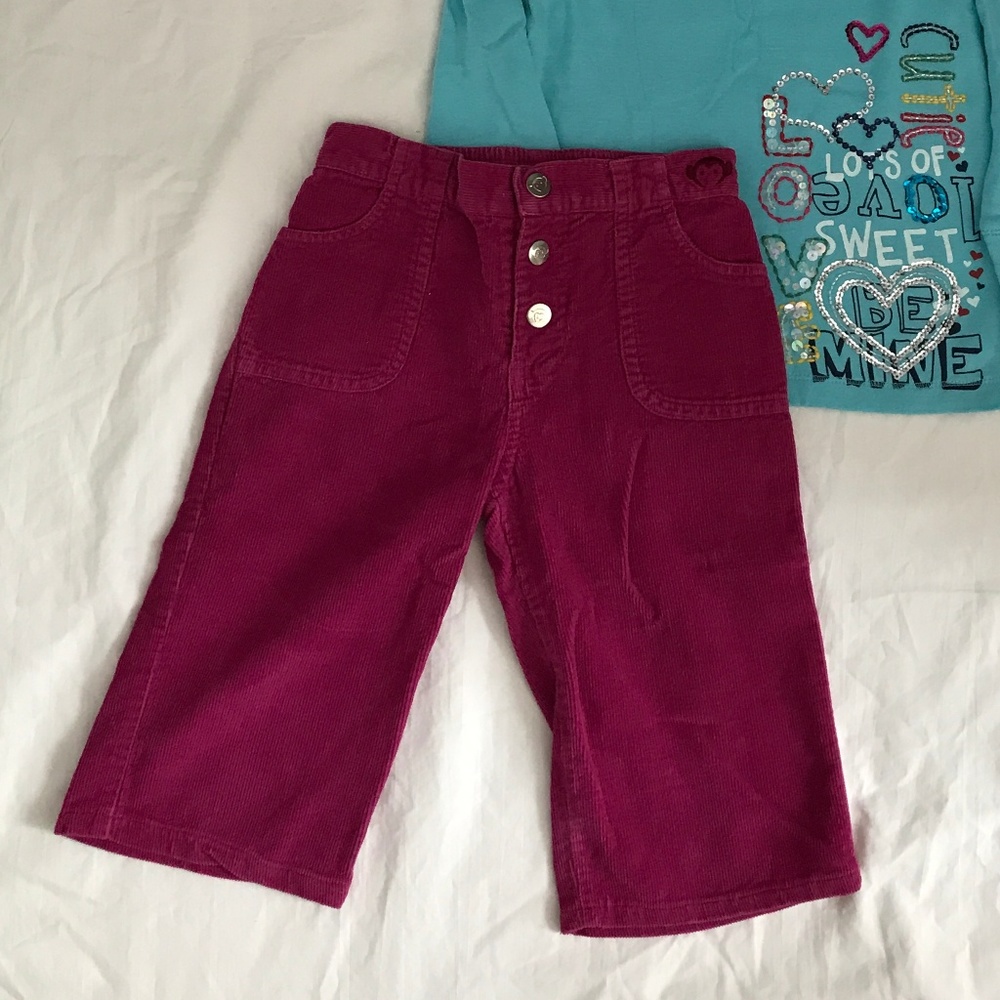 Appaman berry pink cord crop pants capris 6