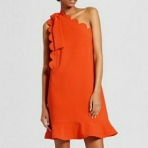Victoria Beckham 1Shoulder Dress bow/scallop trim