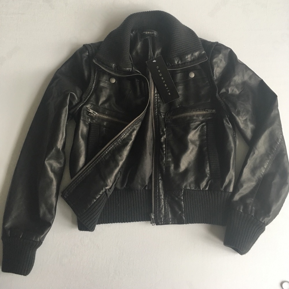 SOLD NWT Black faux leather jacket