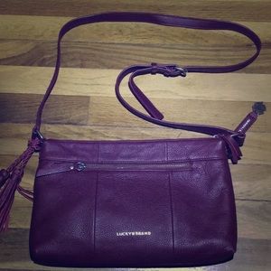 Lucky Brand Wine/Maroon Leather Cross Body Purse