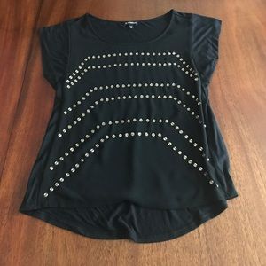 Express black with gold rhinestone t shirt