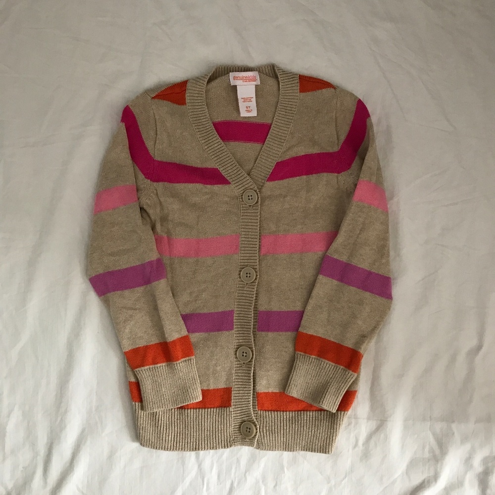 Genuine Kids tan orange pink long cardigan 4 5 5T