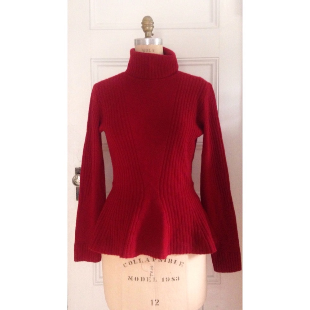 new! magaschoni 💯 cashmere peplum turtleneck