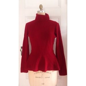 new! magaschoni 💯 cashmere peplum turtleneck