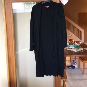 Jessica London black long open cardigan.