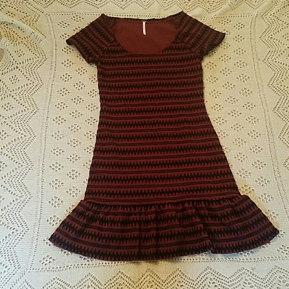 FREE PEOPLE DRESS MINI OR TUNIC BROWN/BLACK SZ M