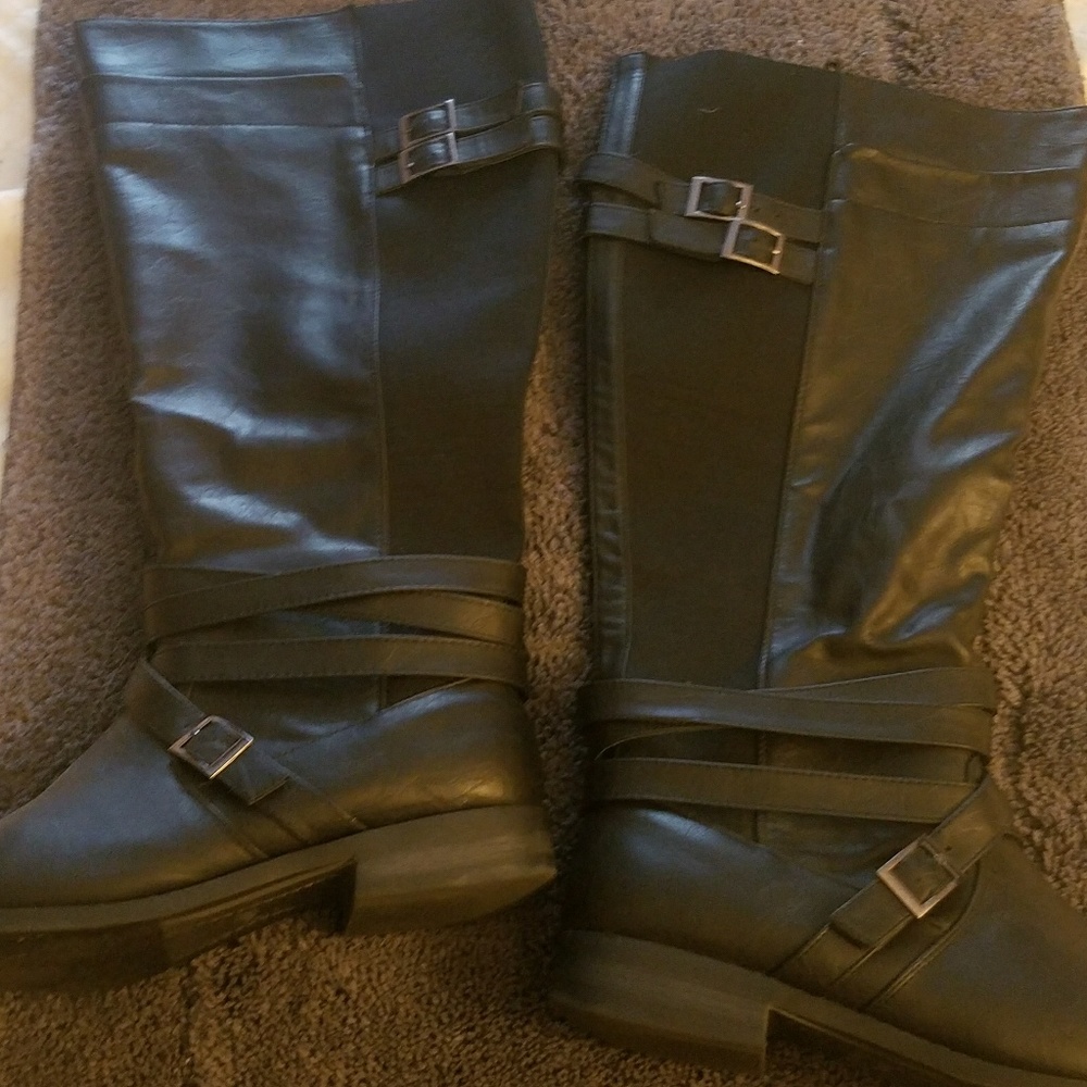 Wide calf black boots