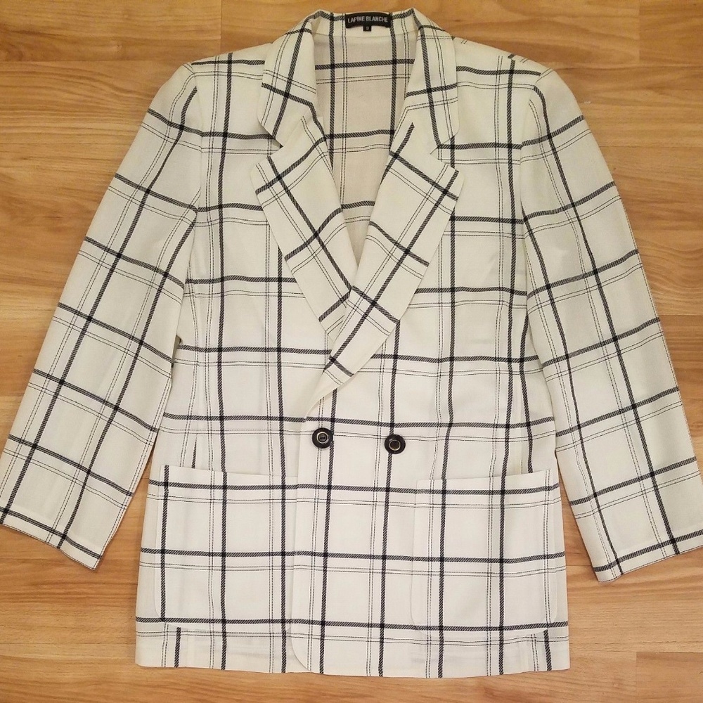 Blazer Suit Jacket Sz 9 fit 6 8 L Stripe Ivory