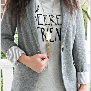 Loft Grey Blazer with Striped Cuff Lining