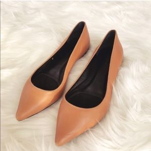 Equipment Brown Tan Leather Pointed Flats Heels