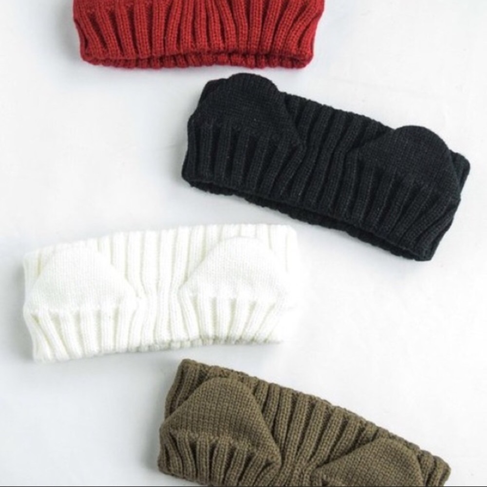 Ivory cat ear headband / ear warmers
