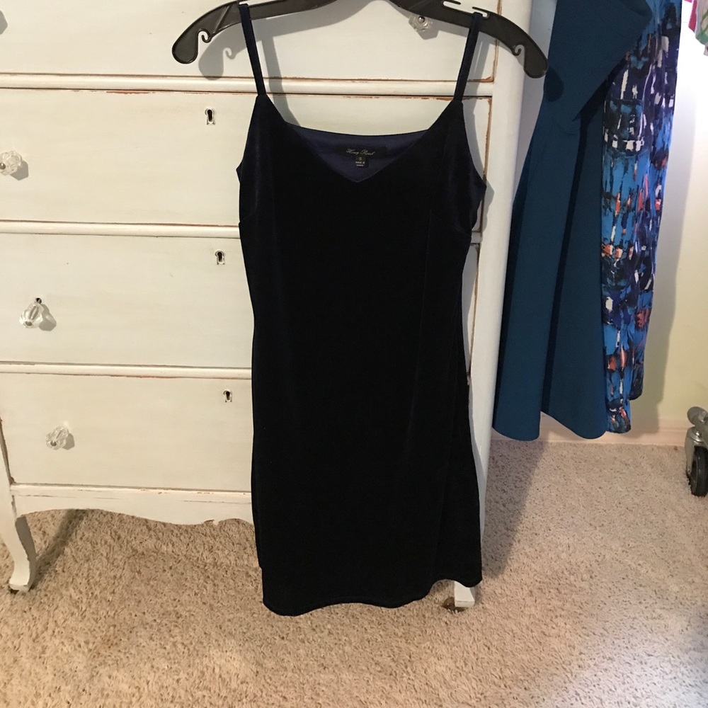 Blue velvet cocktail dress