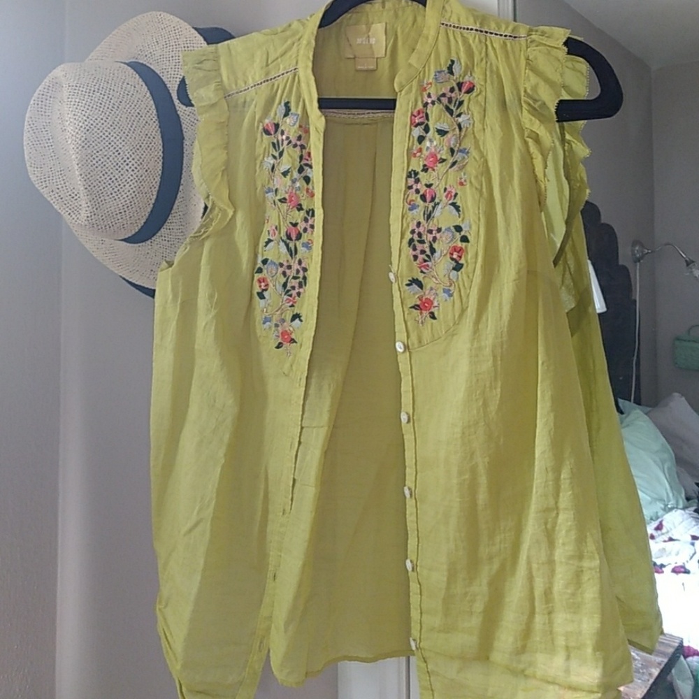 Anthropologie Maeve button down tank sz 8
