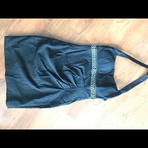 Black halter cocktail dress